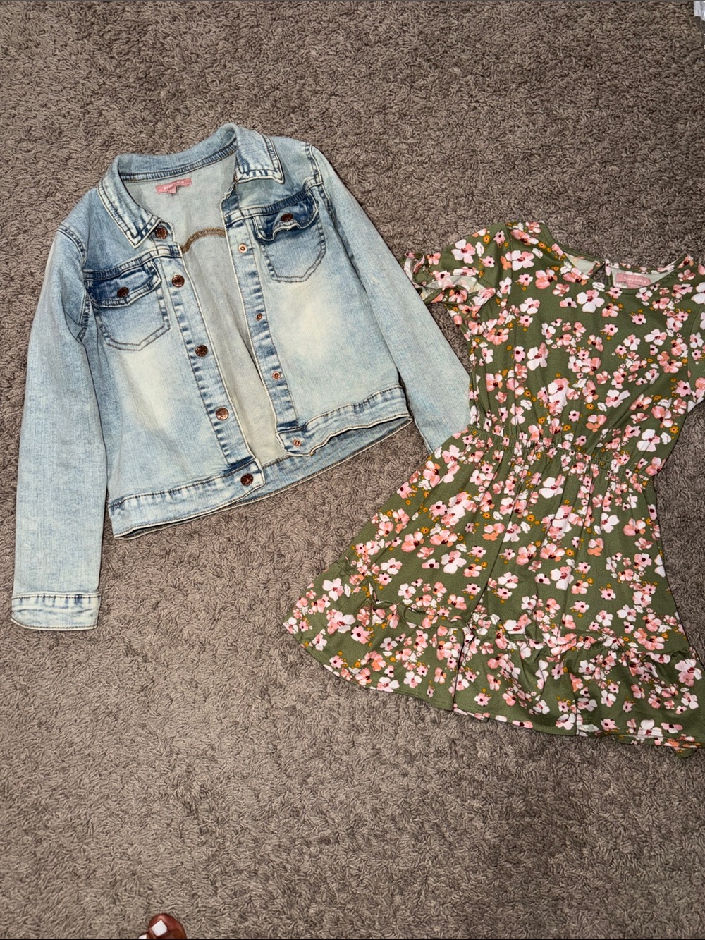 Girls Light Wash Denim Jacket with dress- BCBG girls.